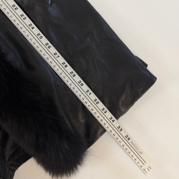 Marvin Richard’s J. Percy Leather Coat Jacket Womens Small Black Fur Trim - Picture 5 of 7